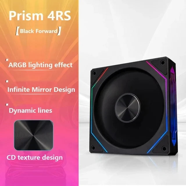 Prism 4RS ARGB CPU Case Fan 120mm Infinity Mirror Design 5V 3PIN Motherboard Lighting Sync 4PIN PWM 800-1800RPM Case Cooler Fan