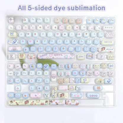 PBT Keyboard Keycap Dye Sublimation MOG 139keys Ergonomics Gaming Customized Cute Accessories For Desktop Office Girls Gifts