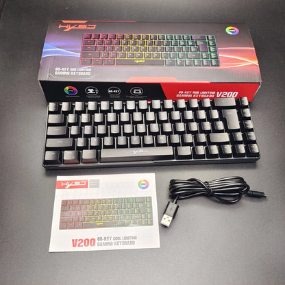 Spanish Keyboard With Ñ ISO Keyboard Spanish English 68 Keys Layout Feel Like Mechanical Type C Wired RGB Backlight Gaming V200