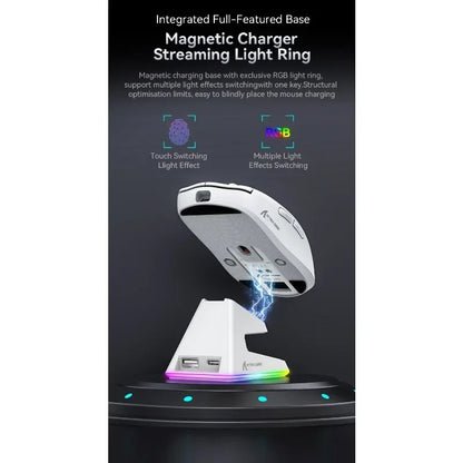 Attack Shark X6 PAW3395 Bluetooth Mouse,Tri-Mode Connection,RGB Touch Magnetic Charging Base,macroscopic Gaming Mouse