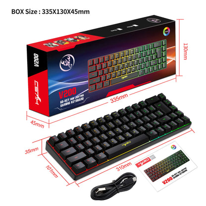 Spanish Keyboard With Ñ ISO Keyboard Spanish English 68 Keys Layout Feel Like Mechanical Type C Wired RGB Backlight Gaming V200