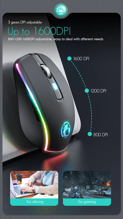 Portable Bluetooth dual-mode rechargeable mute 6-key wireless gaming mouse TYPE-C interface Creative gifts