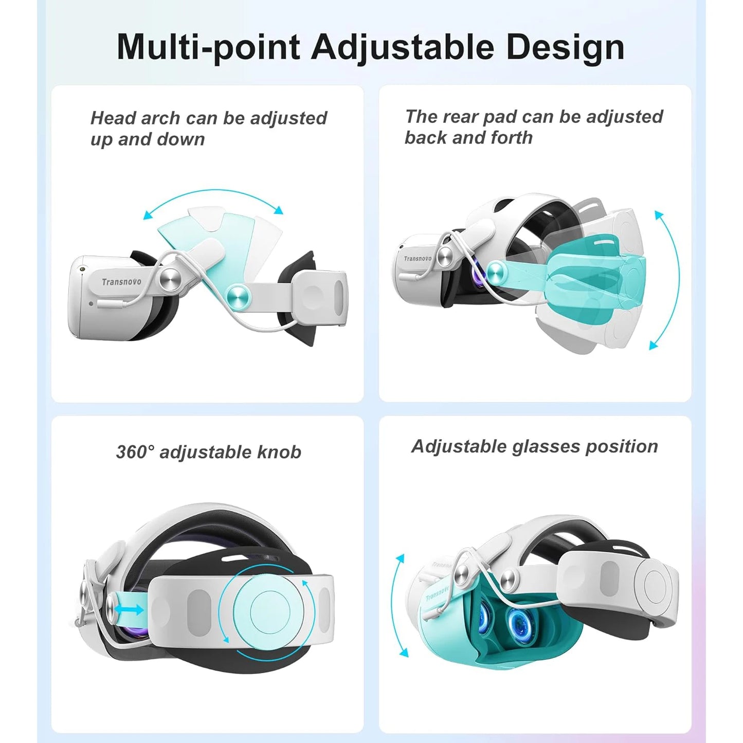 TRANSNOVO Compatible with Oculus Quest 2 Head Strap Set 6000mAh Battery VR Accessory for Meta Quest 2