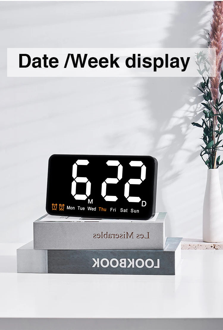 Xiaomi Electronic Wall Clock Temperature Date Table Clock Wall-mounted Dual Alarms Digital LED Clocks for Home Bedroom Voice