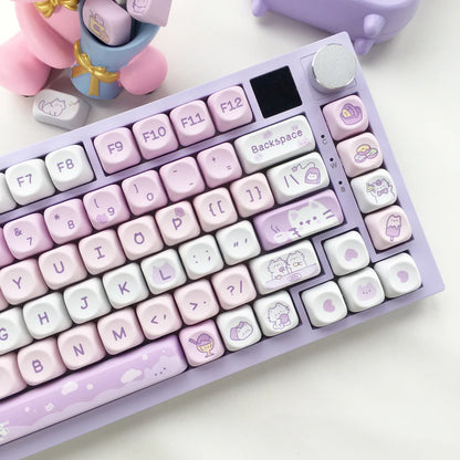 USLION 95Keys Dessert Cat Theme Keycaps MOA Profile PBT Key Caps Kit for 61/64/68/84/75/87Keys GMK67 Gaming Mechanical Keyboard