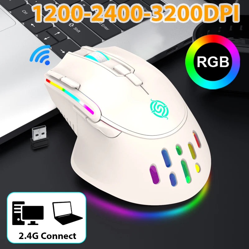 2.4G Wireless Mouse RGB Light Honeycomb Gaming Mouse Rechargeable USB Desktop PC Computers Aouse Laptop Mice Gamer  2022 Cute