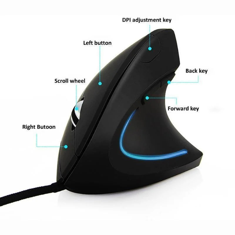 Wired Right Hand Vertical RGB Mouse Ergonomic Gaming Mouse 3200DPI USB Optical Wrist Healthy Mause for PC Computer