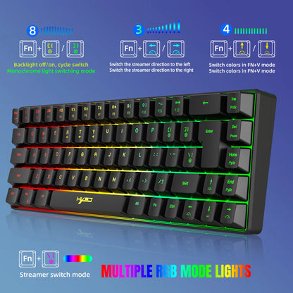 Spanish Keyboard With Ñ ISO Keyboard Spanish English 68 Keys Layout Feel Like Mechanical Type C Wired RGB Backlight Gaming V200