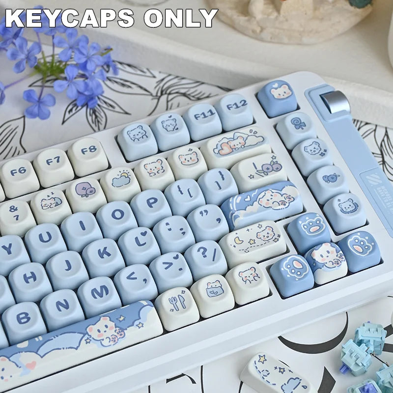 132 Keys Ice Cream Puppy PBT Keycaps MOA Profile Dye-Sublimated Keycap Set for Mx Cherry Gateron Switch Mechanical Keyboard Kit