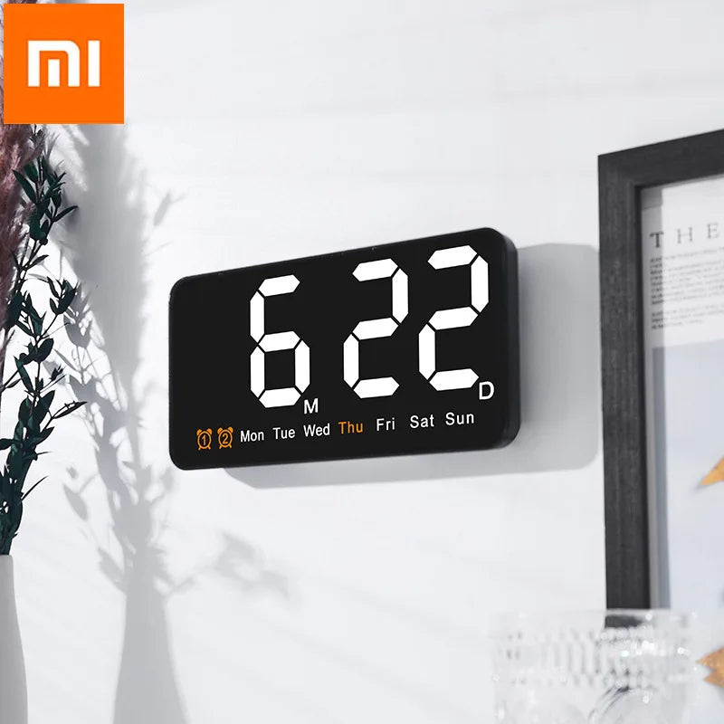 Xiaomi Electronic Wall Clock Temperature Date Table Clock Wall-mounted Dual Alarms Digital LED Clocks for Home Bedroom Voice