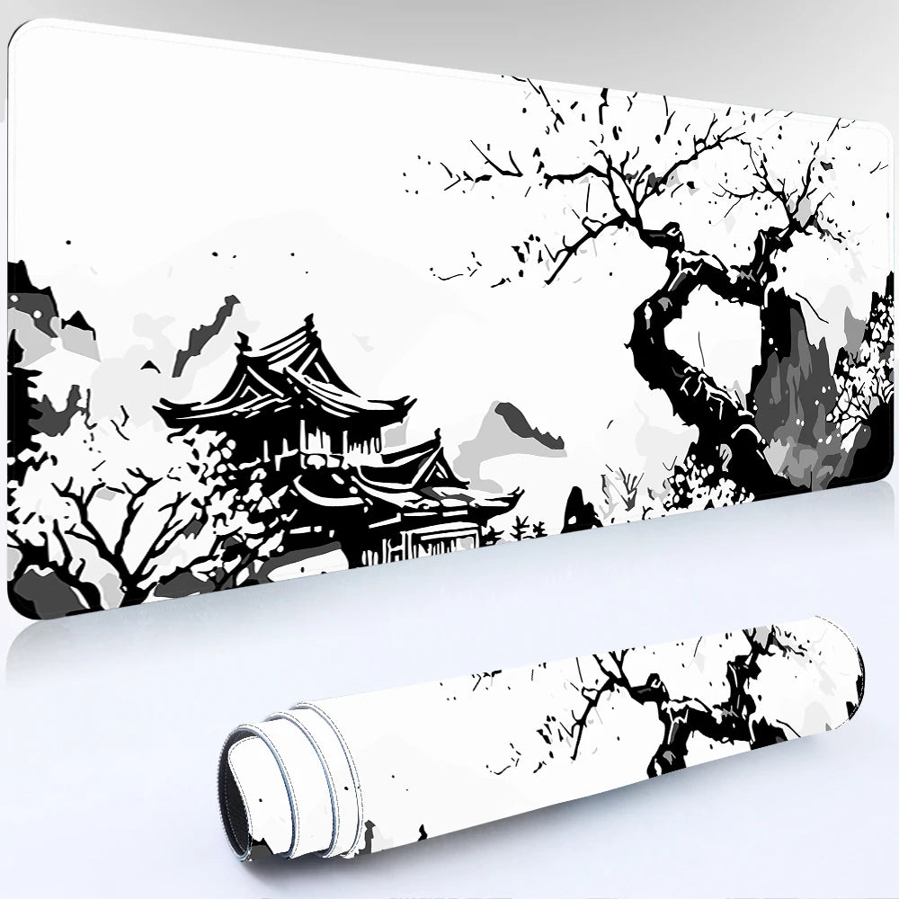 White Black Mouse Pad Kawaii Gaming Computer Mousepad Big Art Deskmat Playmat Laptop Office Accessories Mouse Carpet Mouse Mat