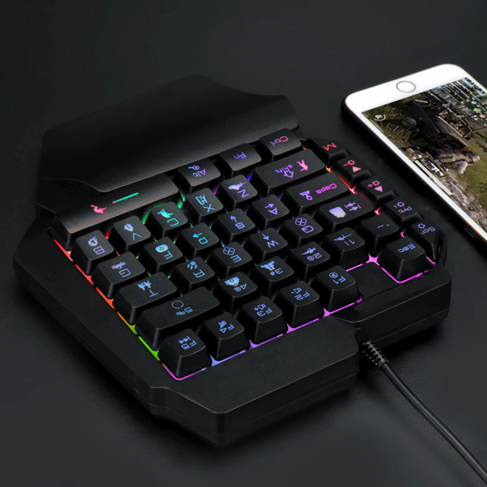 RGB Colorful F6 USB Wired Keyboard 39 Keys Ergonomics Game Gaming Keyboard One-Handed For Tablet PC Laptop Gamer