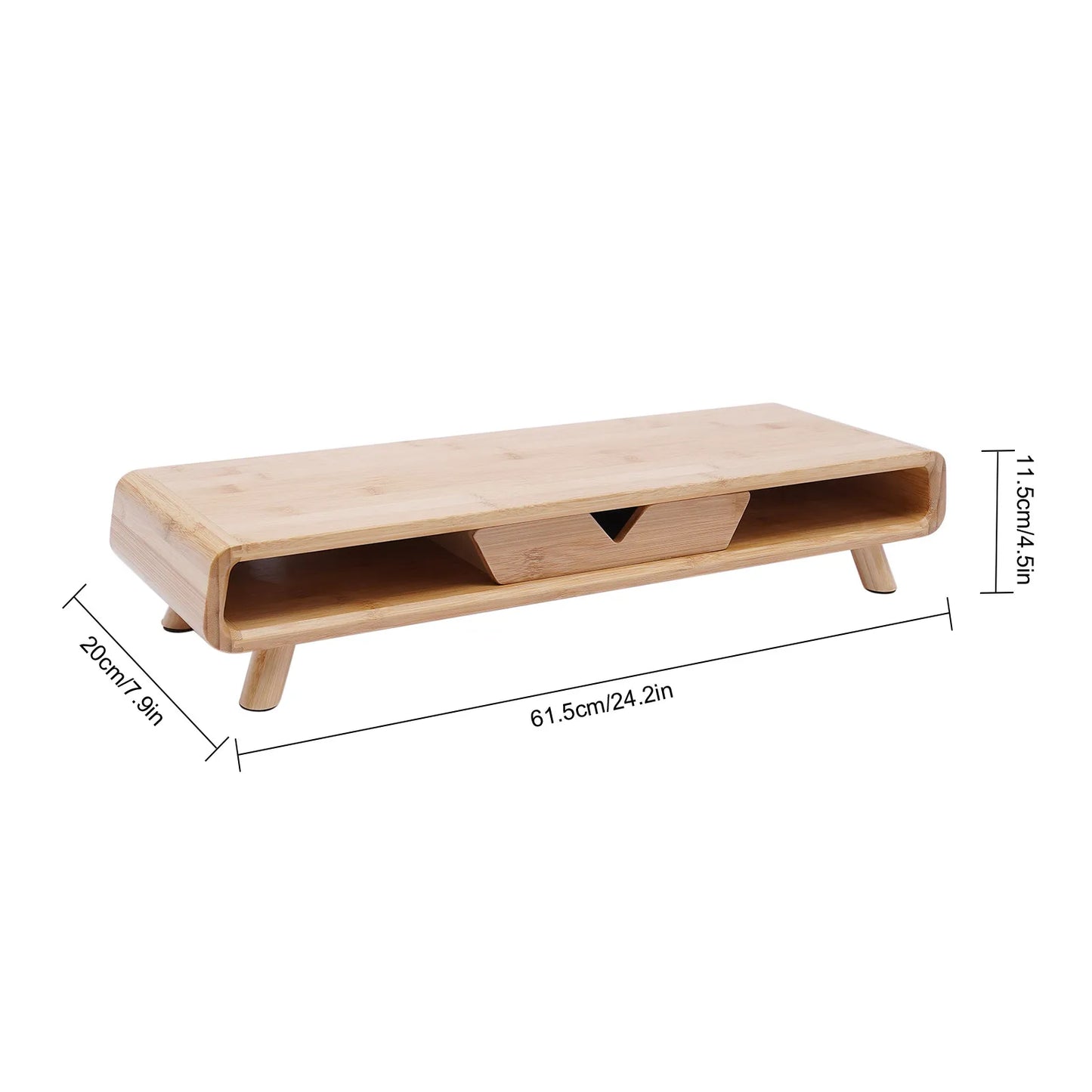 Bamboo Monitor Stand Riser, No Assembly Required Exquisite Monitor Stand with Drawer, Ergonomic Height Wood Monitor Stand