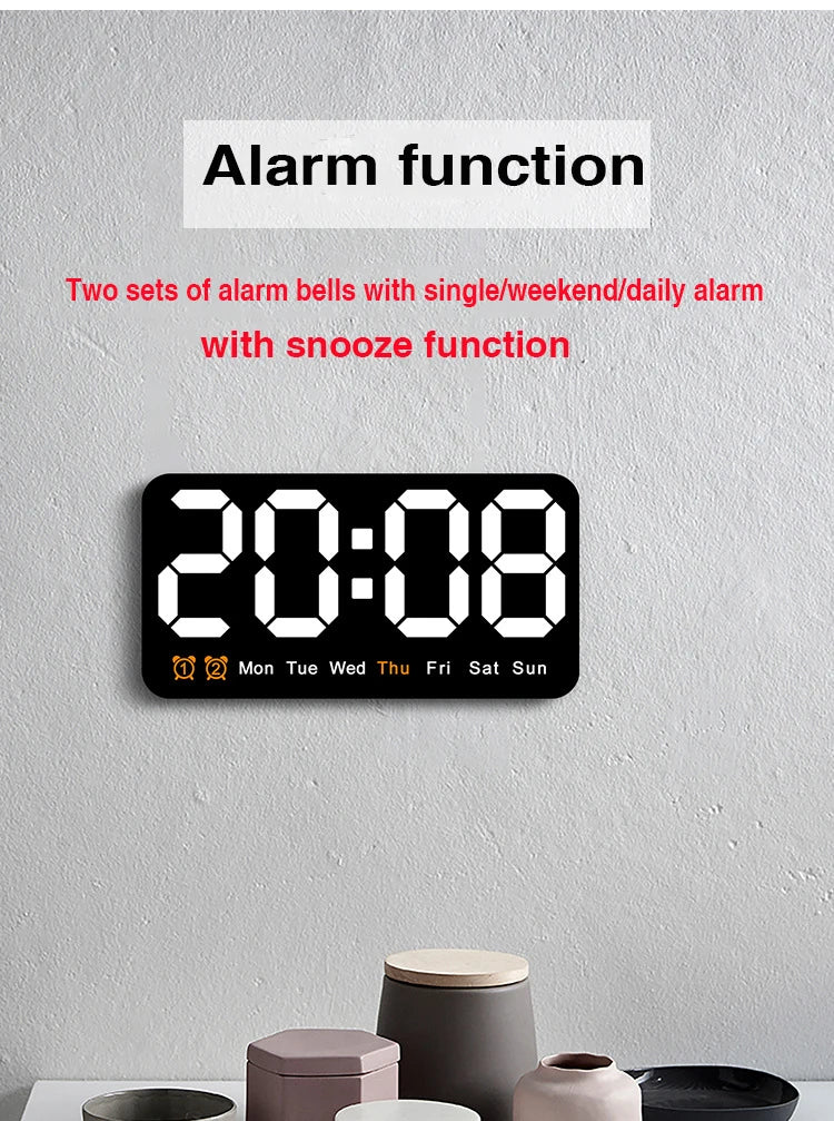 Xiaomi Electronic Wall Clock Temperature Date Table Clock Wall-mounted Dual Alarms Digital LED Clocks for Home Bedroom Voice