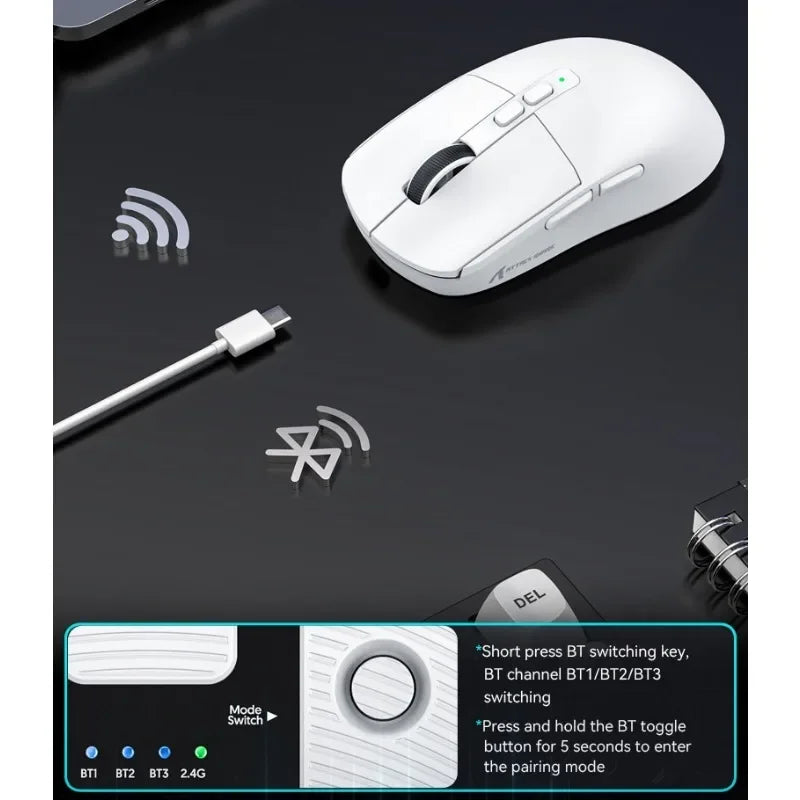 Attack Shark X6 PAW3395 Bluetooth Mouse,Tri-Mode Connection,RGB Touch Magnetic Charging Base,macroscopic Gaming Mouse