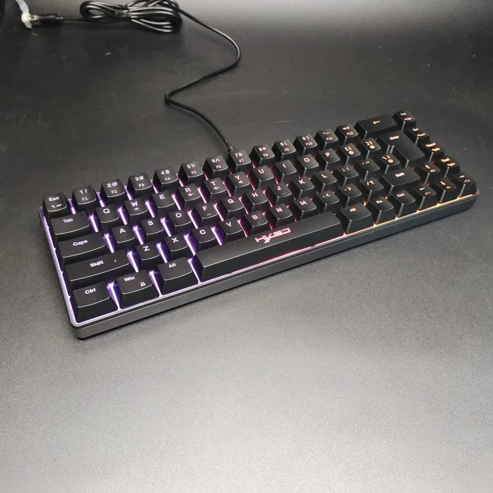 Spanish Keyboard With Ñ ISO Keyboard Spanish English 68 Keys Layout Feel Like Mechanical Type C Wired RGB Backlight Gaming V200