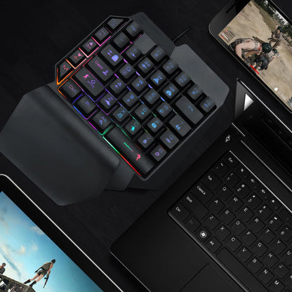 RGB Colorful F6 USB Wired Keyboard 39 Keys Ergonomics Game Gaming Keyboard One-Handed For Tablet PC Laptop Gamer