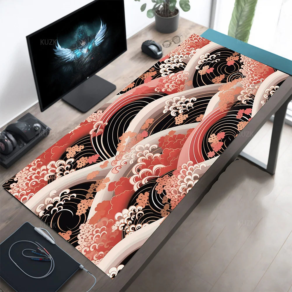 Vibrant Koi Fish Desk Mat,Japanese Office Decor,Office Home and Gaming Mouse Pad,Anime Gaming Mousepad,XL Gaming Accessory