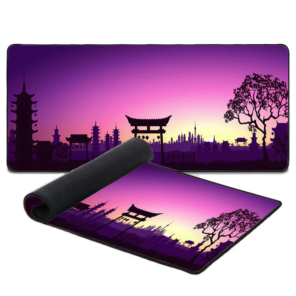 Anime Landscape RGB Gaming Mouse Pad LED Light High Quality Office Carpet Desk Mat Rubber Pad USB Hub 4 Port Mouse Laptop Pad