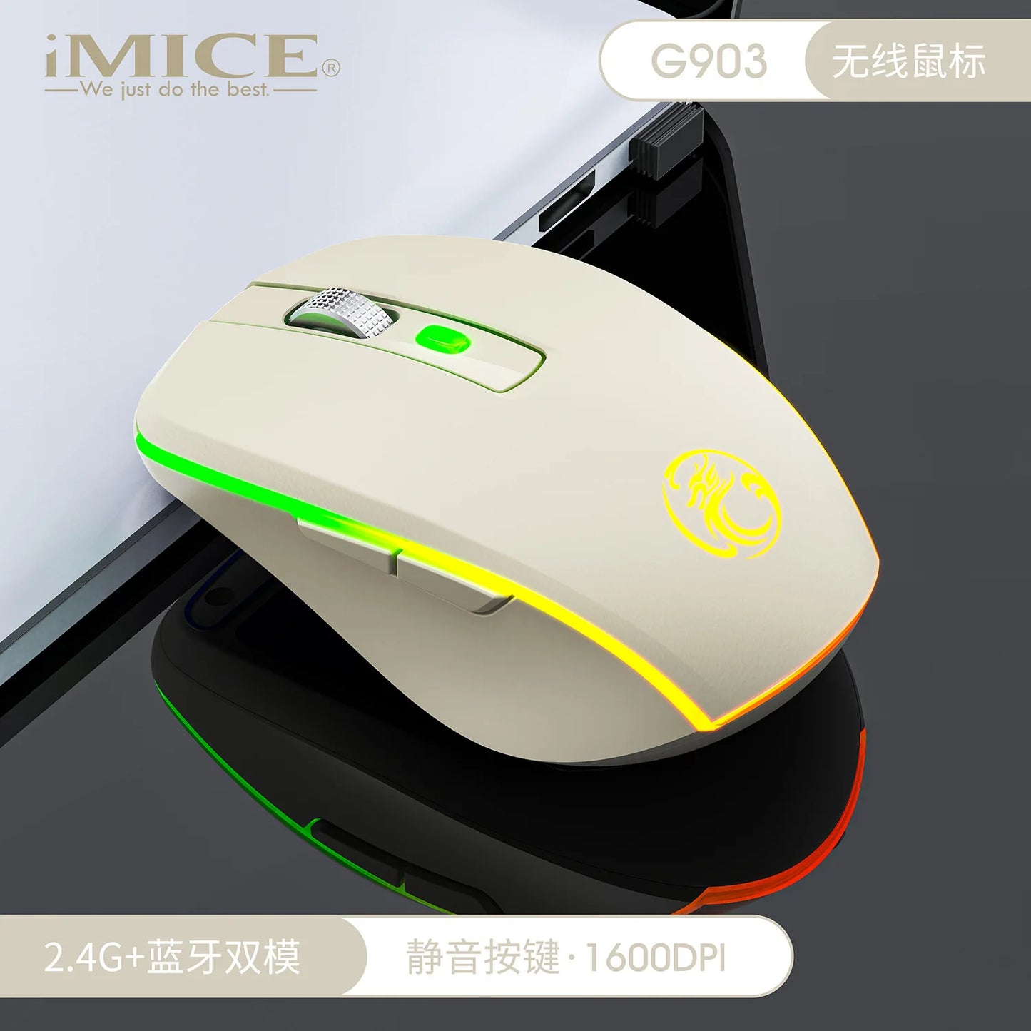 Portable Bluetooth dual-mode rechargeable mute 6-key wireless gaming mouse TYPE-C interface Creative gifts