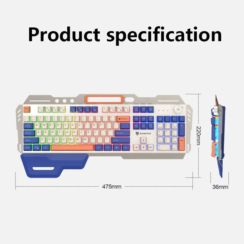 K90 Mechanical Metal Keyboard Mouse Set Home Gaming Computer Wired Keyboards 98 Keys LED Luminous Keyboard for Desktop Computer