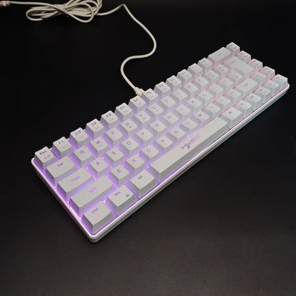 Spanish Keyboard With Ñ ISO Keyboard Spanish English 68 Keys Layout Feel Like Mechanical Type C Wired RGB Backlight Gaming V200