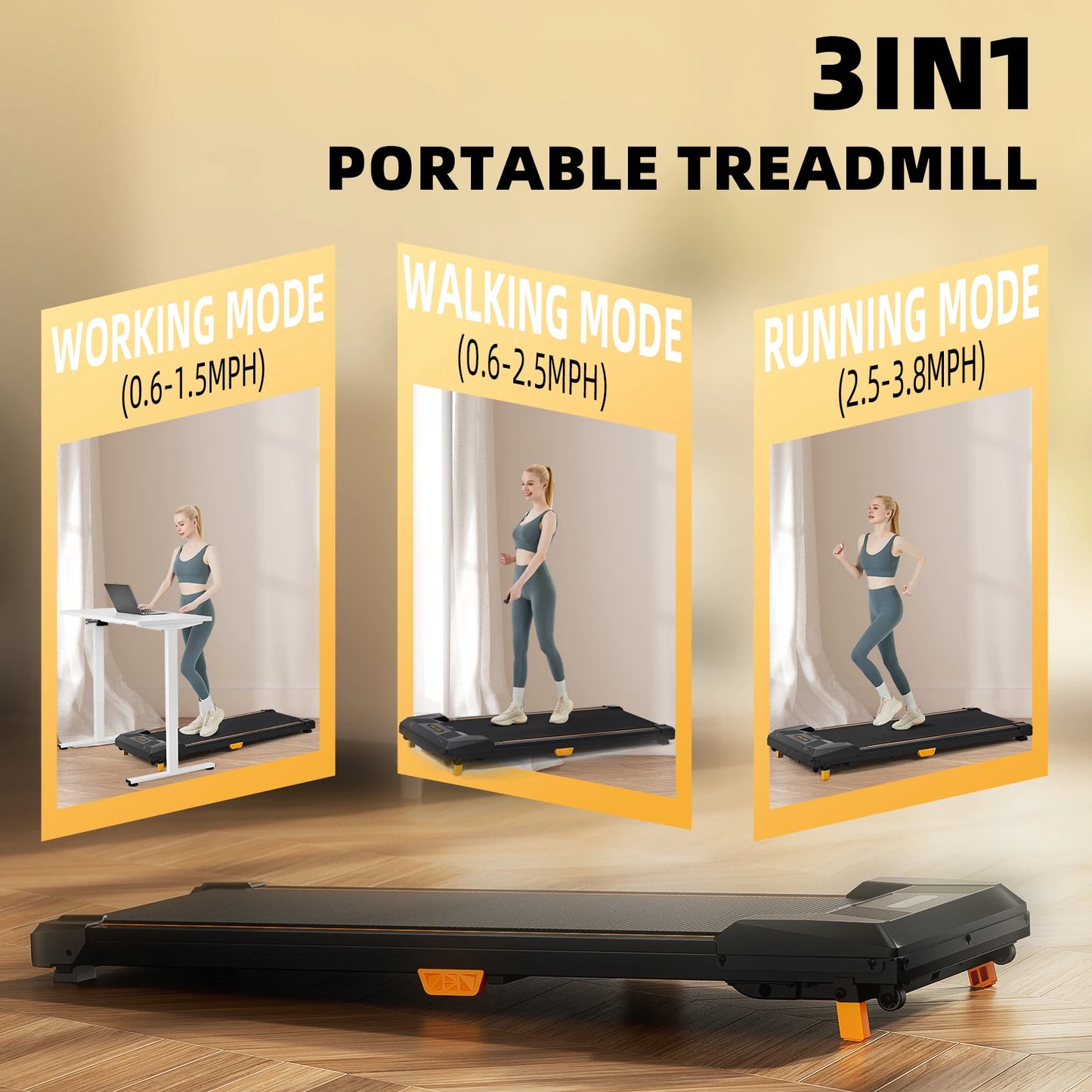 Under Desk Treadmill, Incline Walking Pad Treadmill 330lbs Capacity, 2.5HP Portable Treadmills for Home, Compact Treadmill Mini