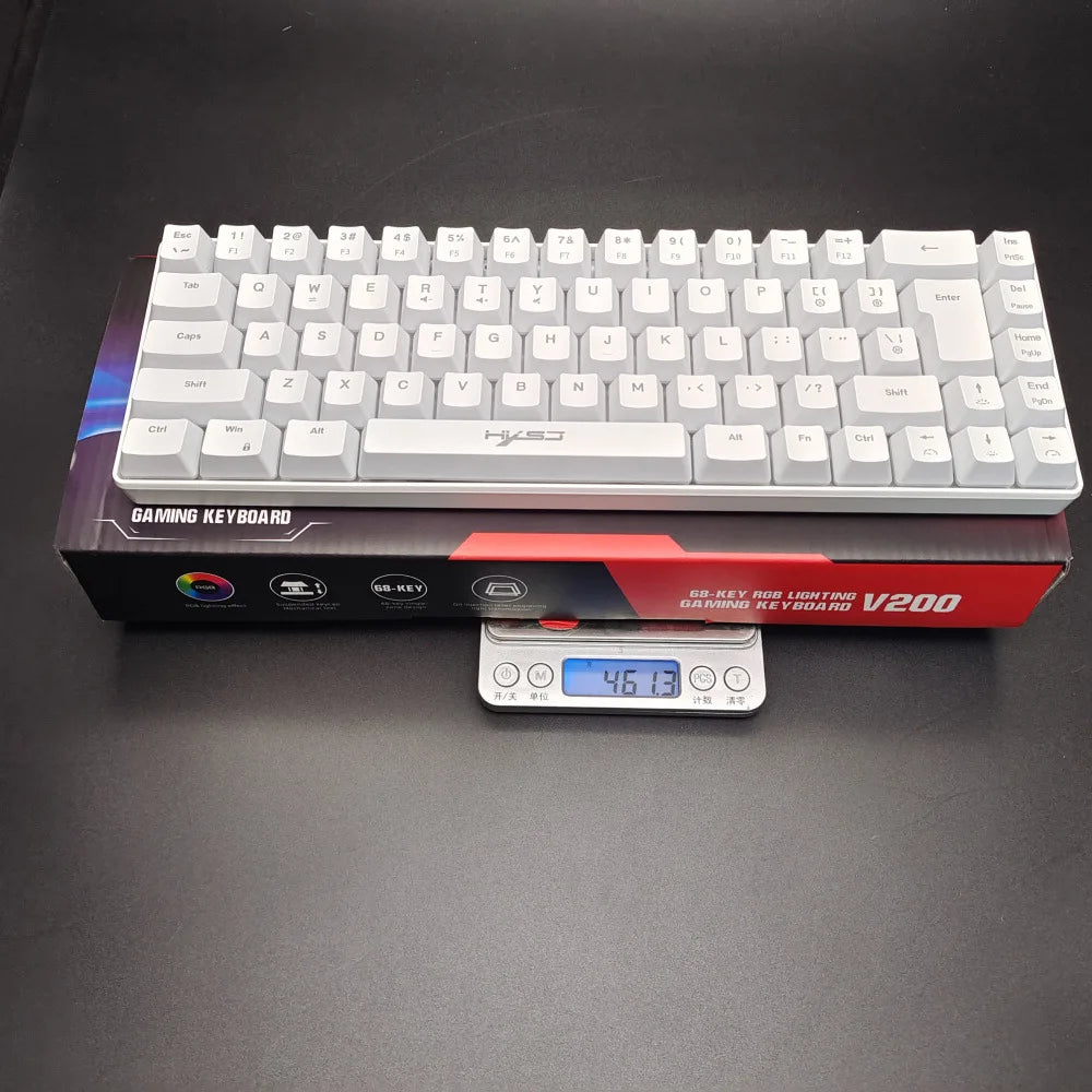 Spanish Keyboard With Ñ ISO Keyboard Spanish English 68 Keys Layout Feel Like Mechanical Type C Wired RGB Backlight Gaming V200