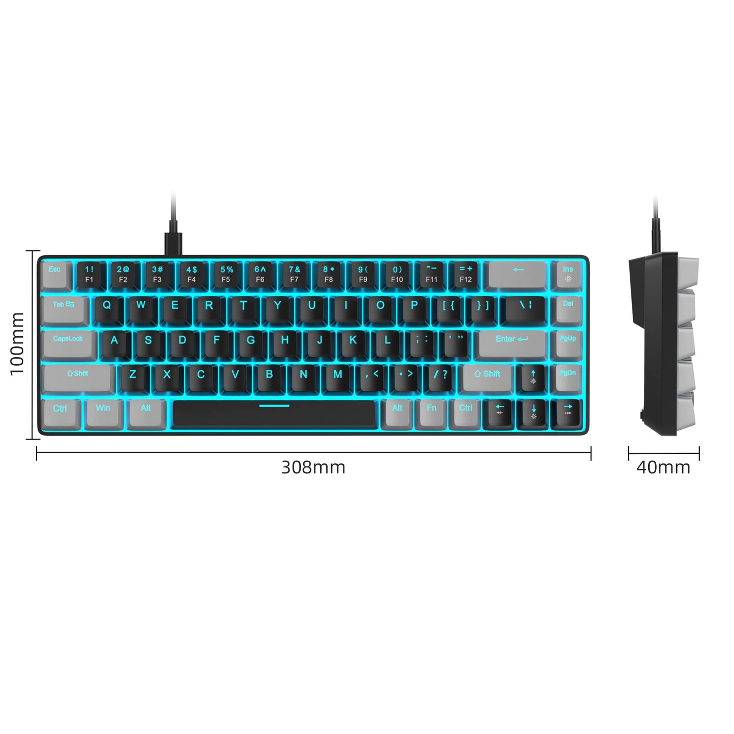 MageGee Portable 60% Mechanical Gaming Keyboard, MK-Box LED Backlit Compact 68 Keys Mini Wired Office Keyboard for Windows PC