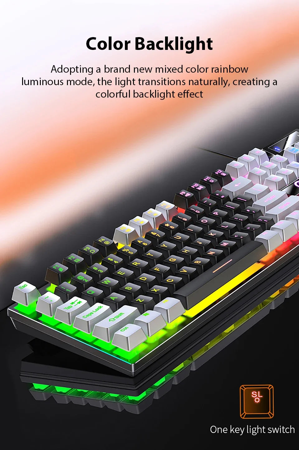 K500 Wired Gaming Keyboard Mechanical Sensation Laptop Desktops PC Computer Office Accessories 104 Keys RGB Backlight Keyboards