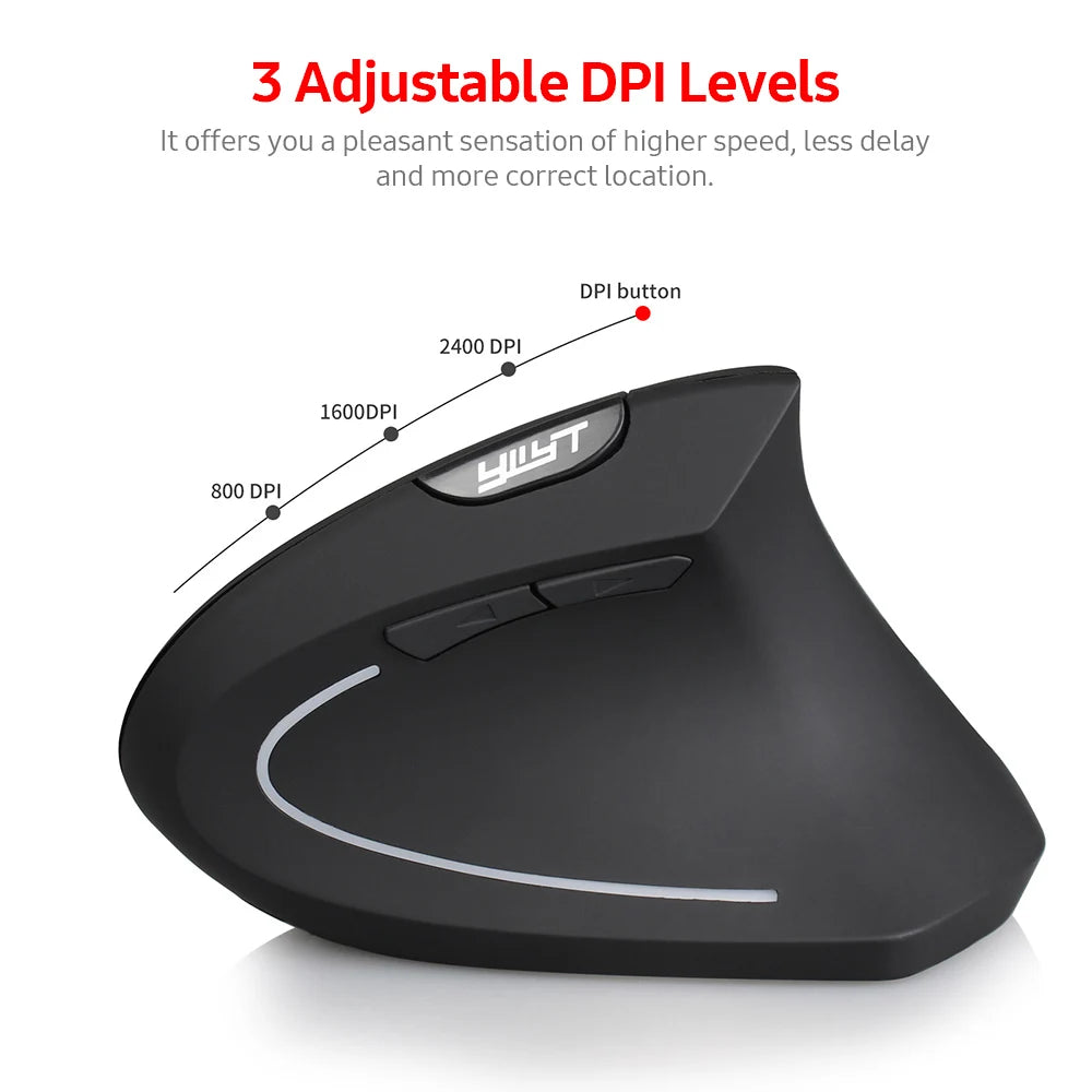 ZELOTES F-26C Desktop Upright Mouse Ergonomic 3200DPI 2.4G Bluetooth-Compatible 8 Buttons Rechargeable Vertical Gaming Mouse