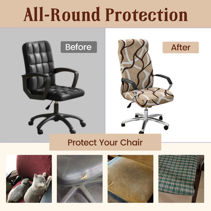 Office Chair Cover with Zipper Printed Computer Chair Cover Stretch Desk Chair Cover Elastic Computer Chair Slipcover All Round