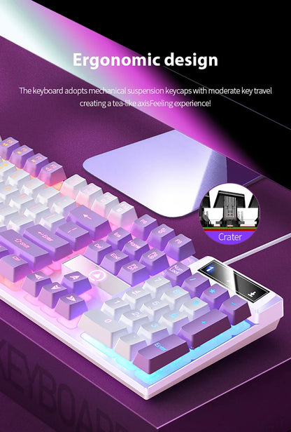 K500 Wired Gaming Keyboard Mechanical Sensation Laptop Desktops PC Computer Office Accessories 104 Keys RGB Backlight Keyboards