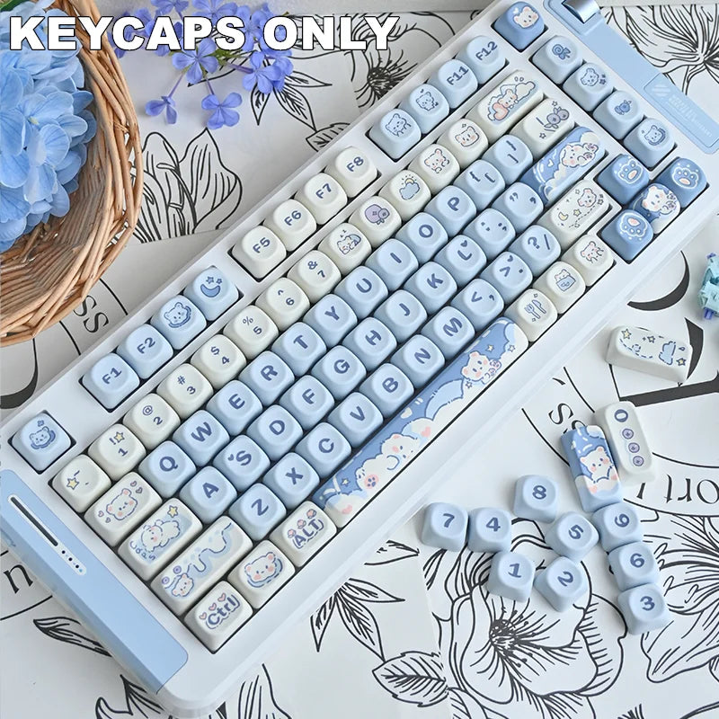 132 Keys Ice Cream Puppy PBT Keycaps MOA Profile Dye-Sublimated Keycap Set for Mx Cherry Gateron Switch Mechanical Keyboard Kit