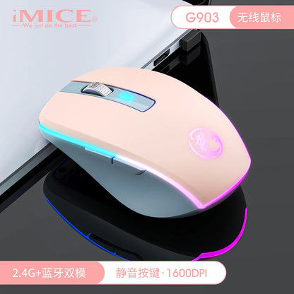 Portable Bluetooth dual-mode rechargeable mute 6-key wireless gaming mouse TYPE-C interface Creative gifts