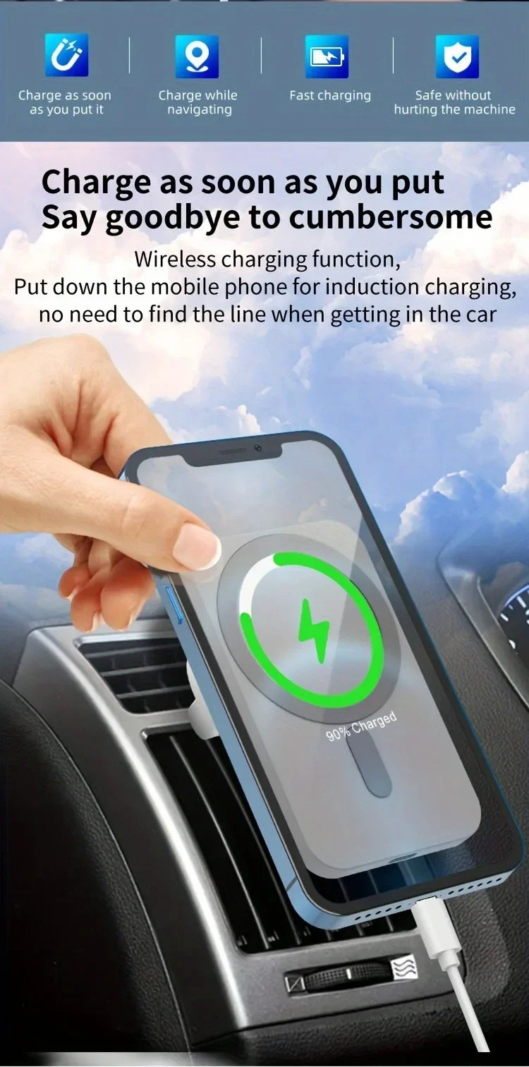 15W Car Wireless Charger Supports Magsafe Dual Color Optional Charger Compatible with IPhone 12/13/14/15 Pro/ProMax/mini/15 Plus