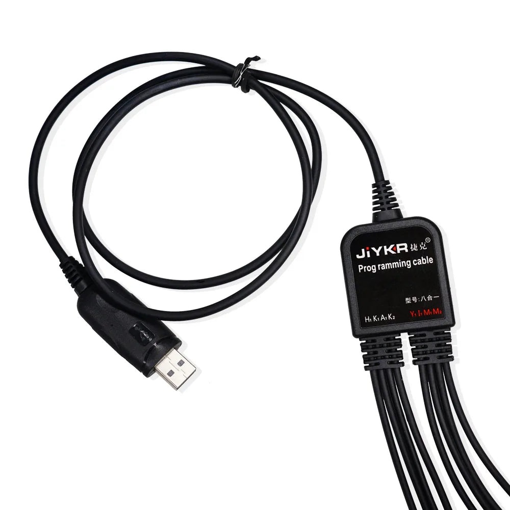 8 in 1 USB Programming Cable for Baofeng Kenwood TYT QYT  Motorola AXU4100 Yaesu icom Walkie Talkie Radio Car Radio CD Software