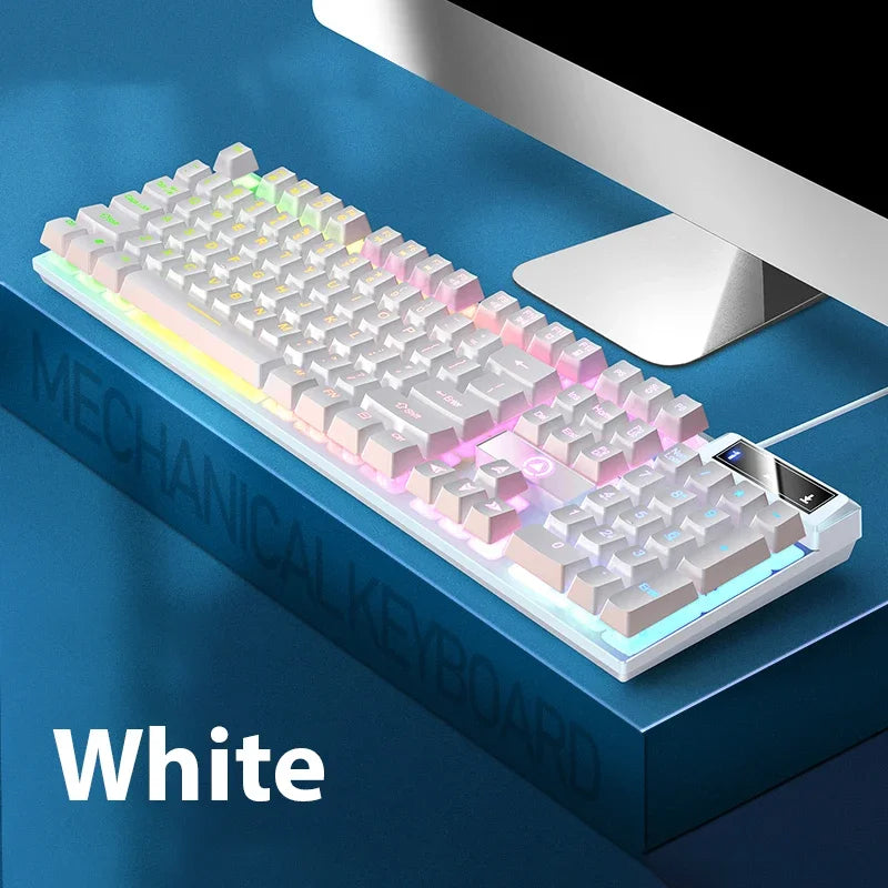 K500 Wired Gaming Keyboard Mechanical Sensation Laptop Desktops PC Computer Office Accessories 104 Keys RGB Backlight Keyboards