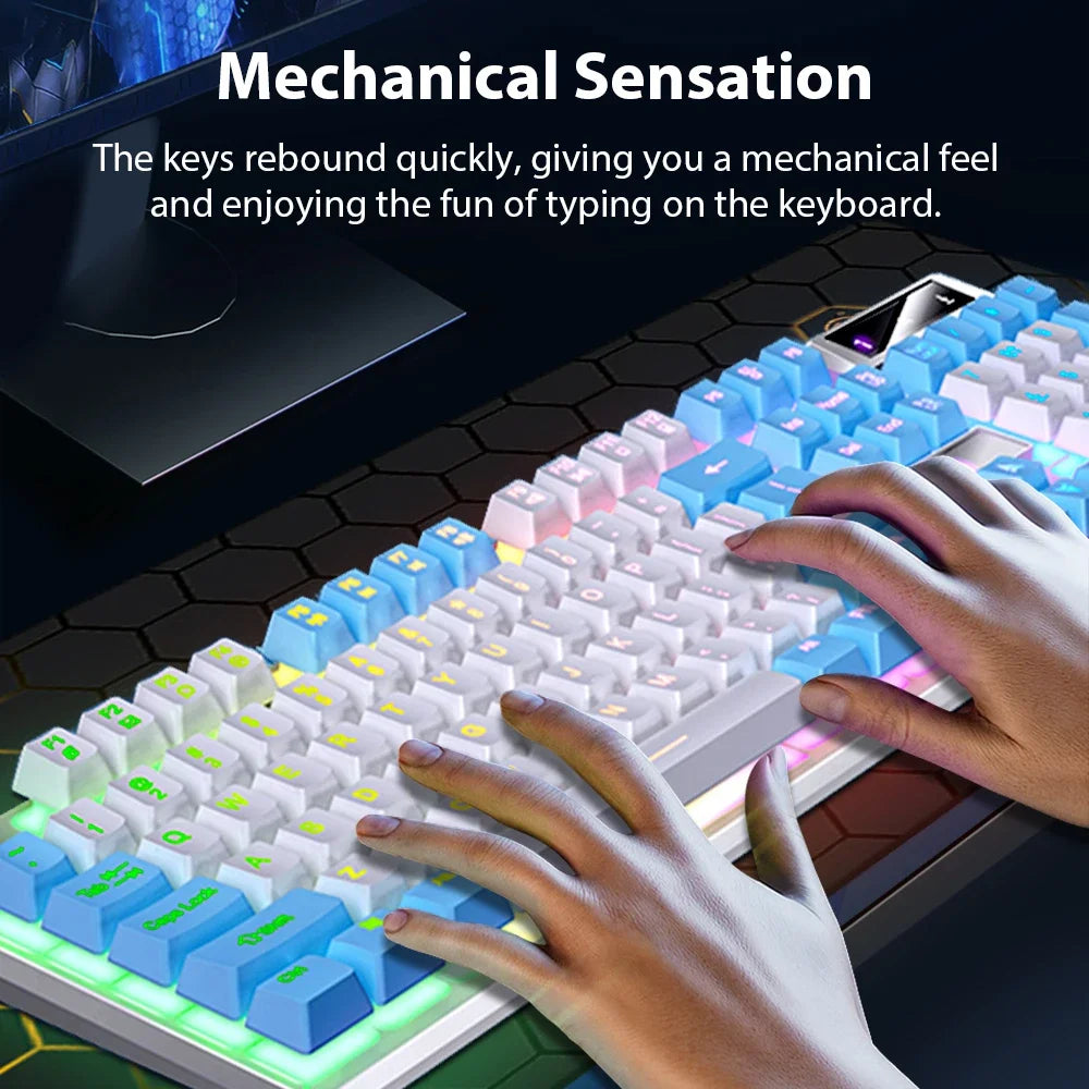 K500 Wired Gaming Keyboard Mechanical Sensation Laptop Desktops PC Computer Office Accessories 104 Keys RGB Backlight Keyboards