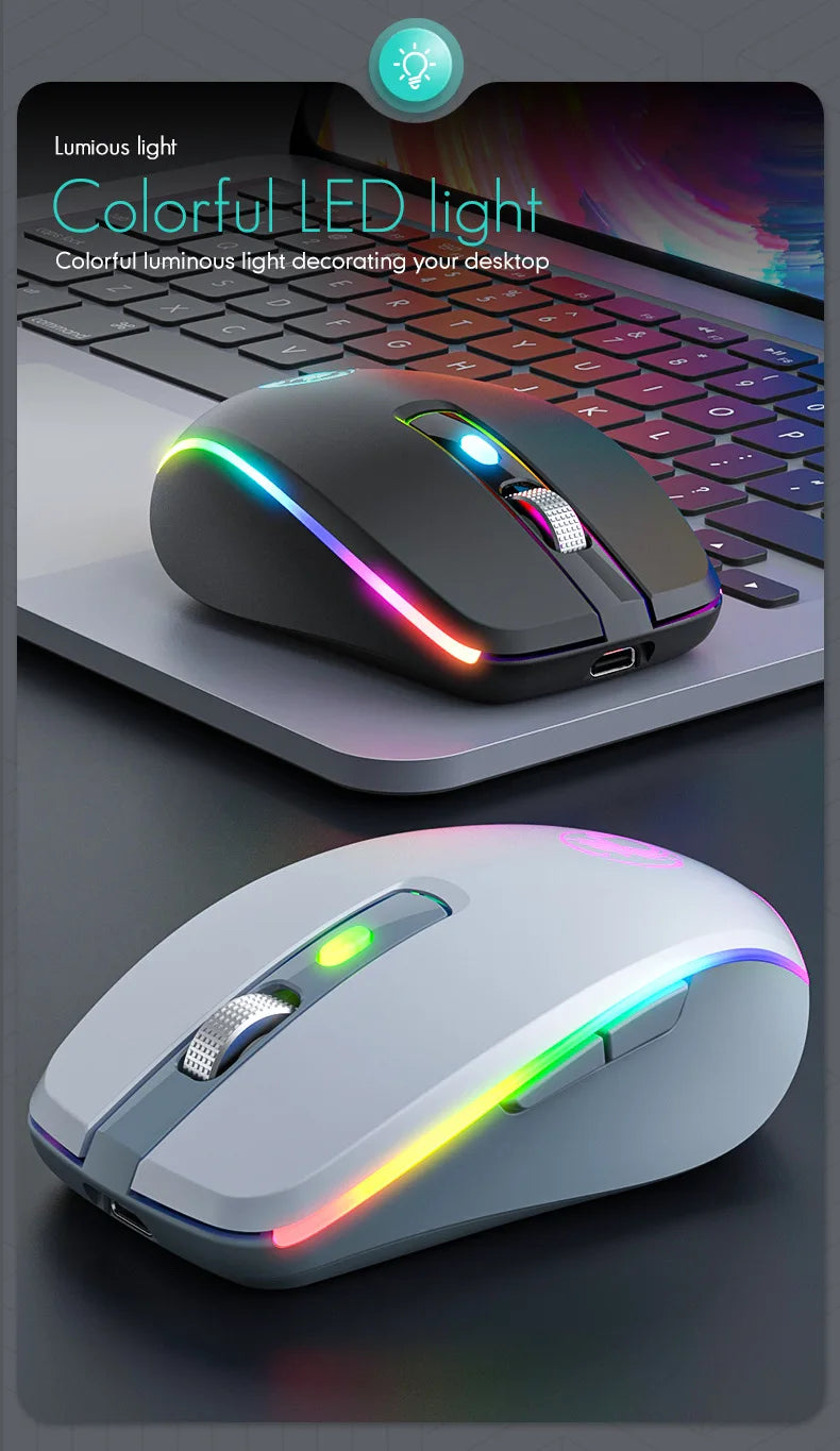 Portable Bluetooth dual-mode rechargeable mute 6-key wireless gaming mouse TYPE-C interface Creative gifts