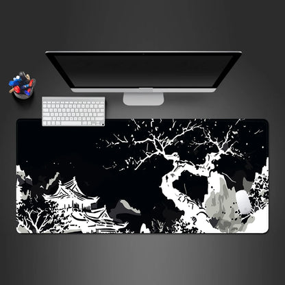 White Black Mouse Pad Kawaii Gaming Computer Mousepad Big Art Deskmat Playmat Laptop Office Accessories Mouse Carpet Mouse Mat