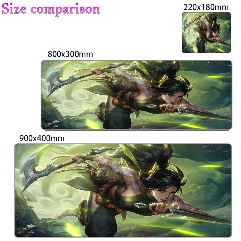 League Of Legends Akali Mouse Pad Laptop Kawaii Anime Girl Gamer Keyboard Mousepad PC Gaming Accessories Desktop Mat XXL Carpet