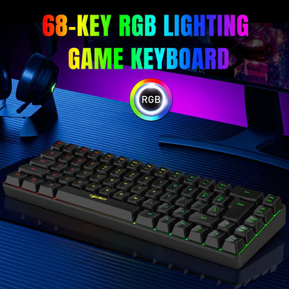 Spanish Keyboard With Ñ ISO Keyboard Spanish English 68 Keys Layout Feel Like Mechanical Type C Wired RGB Backlight Gaming V200