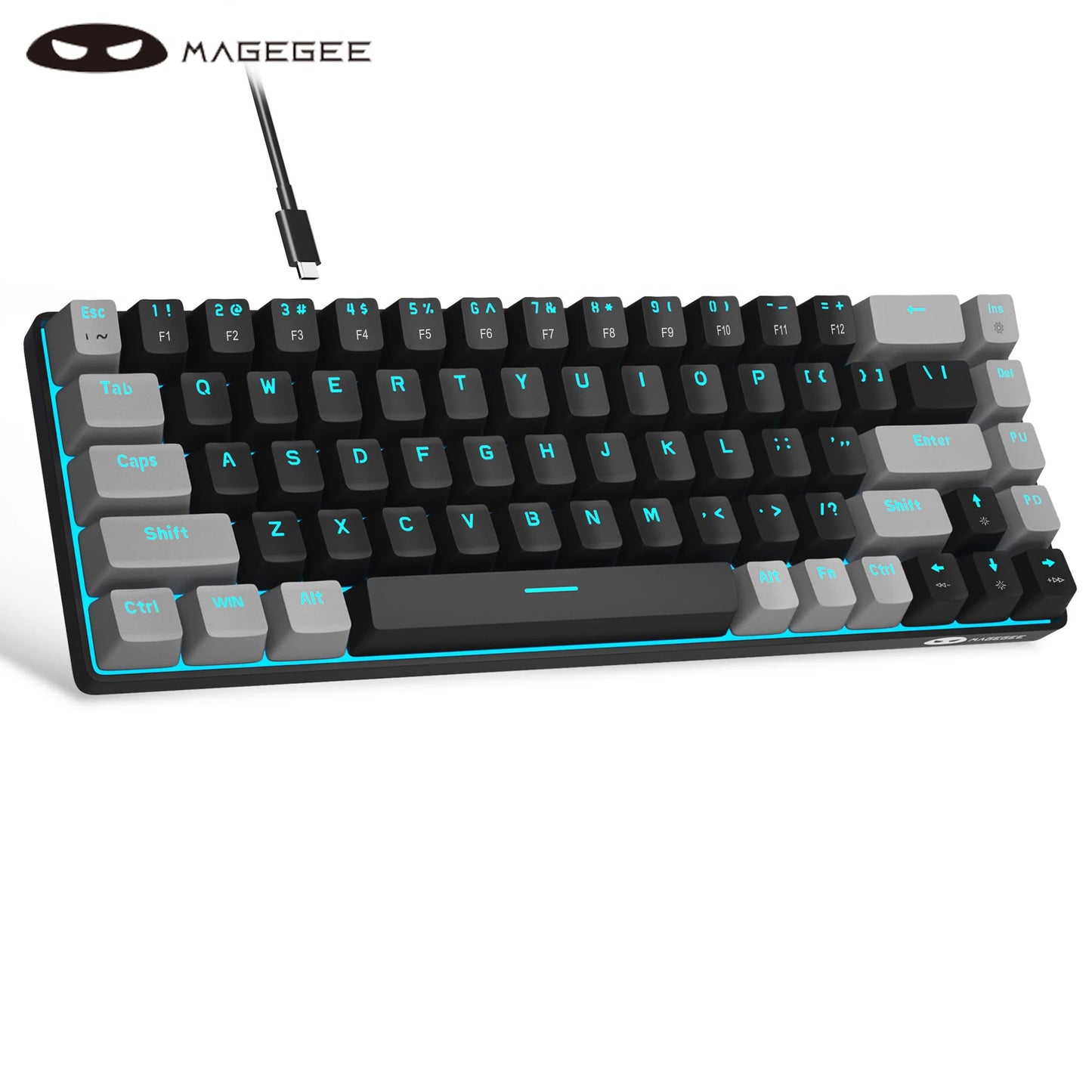 MageGee Portable 60% Mechanical Gaming Keyboard, MK-Box LED Backlit Compact 68 Keys Mini Wired Office Keyboard for Windows PC