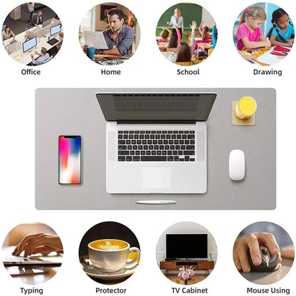 Non-slip Computer Gaming MousePad Table Cushion Large Size Mouse Pad Laptop Keyboard Mat Multiple Sizes Leather Office Desk Pad