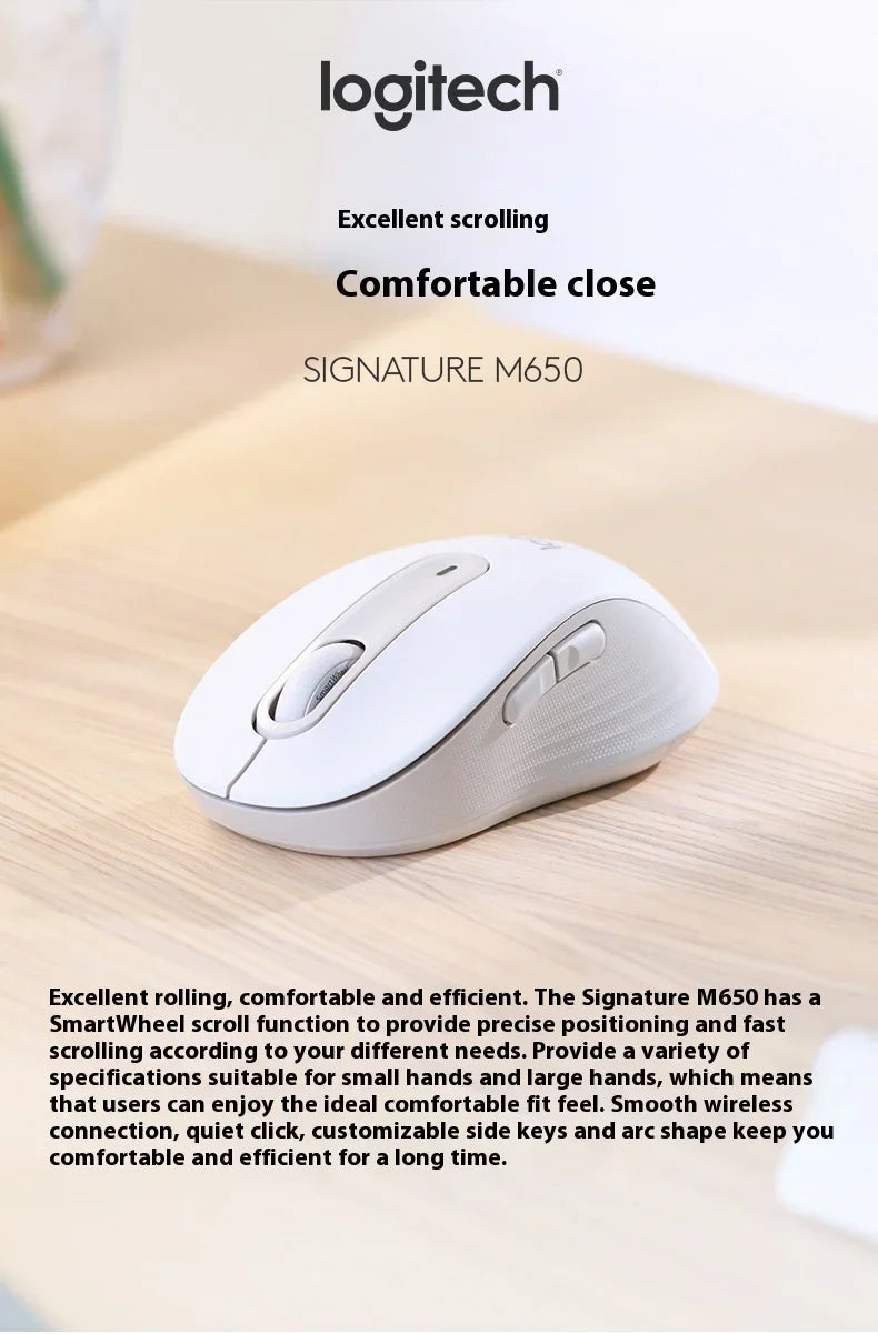 Logitech M650  Wireless Bluetooth Silent Mouse Office Laptop Sensor Technology Advanced Optical Programmable Buttons Mice