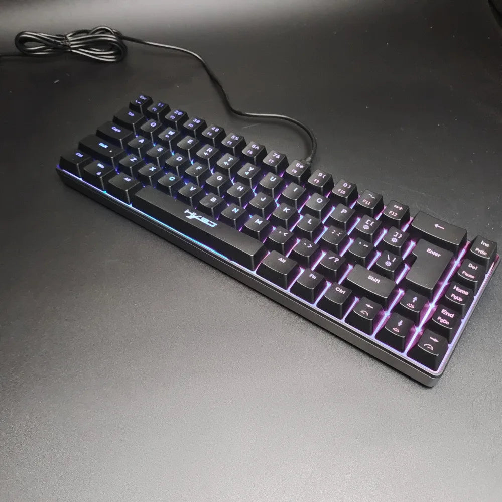 Spanish Keyboard With Ñ ISO Keyboard Spanish English 68 Keys Layout Feel Like Mechanical Type C Wired RGB Backlight Gaming V200