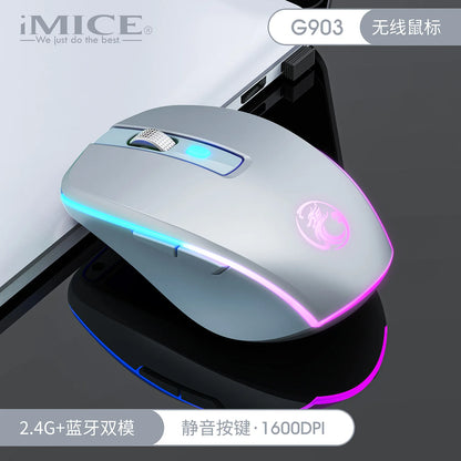 Portable Bluetooth dual-mode rechargeable mute 6-key wireless gaming mouse TYPE-C interface Creative gifts