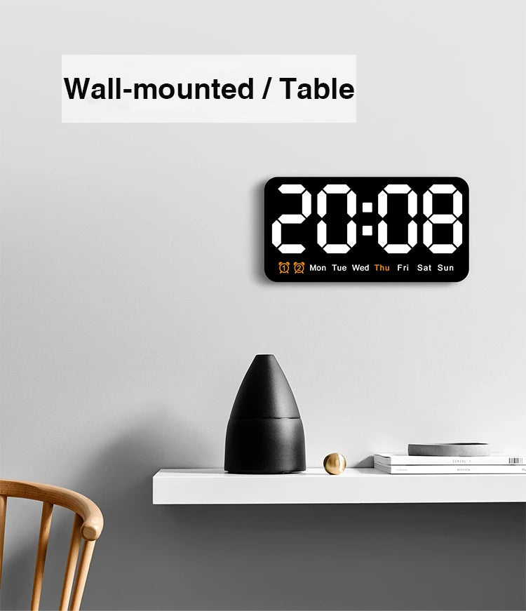 Xiaomi Electronic Wall Clock Temperature Date Table Clock Wall-mounted Dual Alarms Digital LED Clocks for Home Bedroom Voice