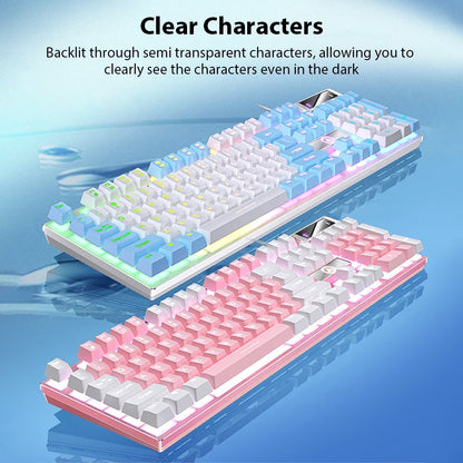 K500 Wired Gaming Keyboard Mechanical Sensation Laptop Desktops PC Computer Office Accessories 104 Keys RGB Backlight Keyboards